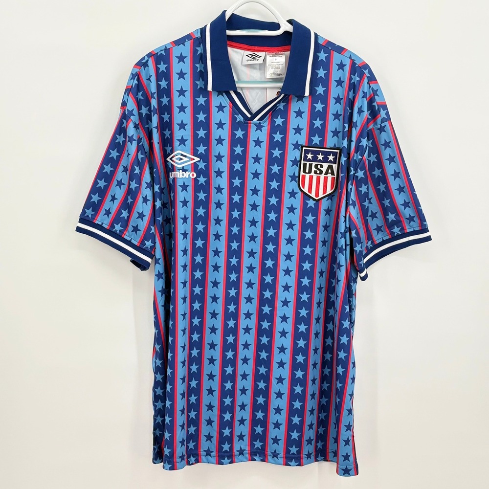 Umbro USA Soccer Jersey Stars and Stripes Blue Red Polo Shirt Large New - Picture 2 of 11